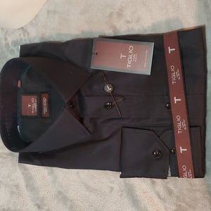 NWT Tiglio black dress shirt 17.5 34x35